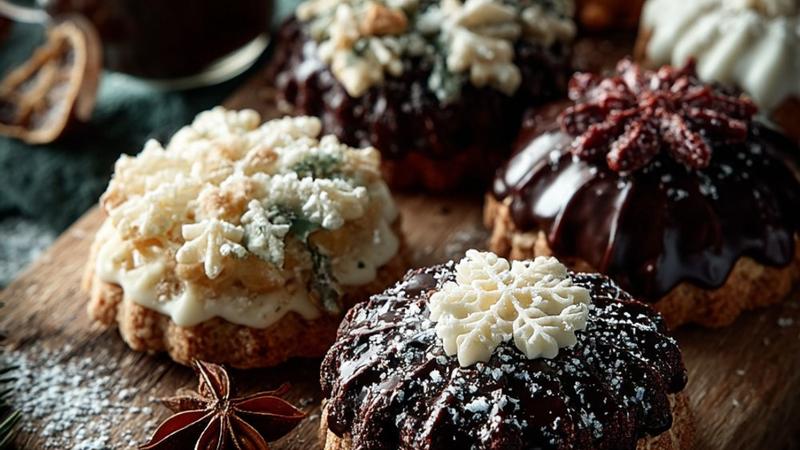 Nürnberger Lebkuchen mit Schokoladenglasur auf einem weihnachtlichen Teller